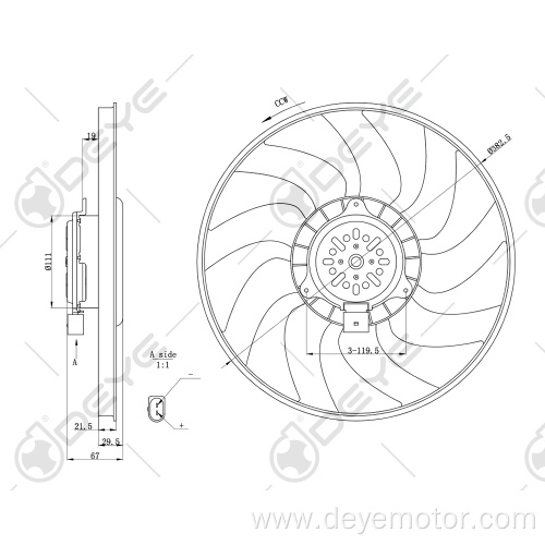 Hot selling auto electric radiator fans for A6